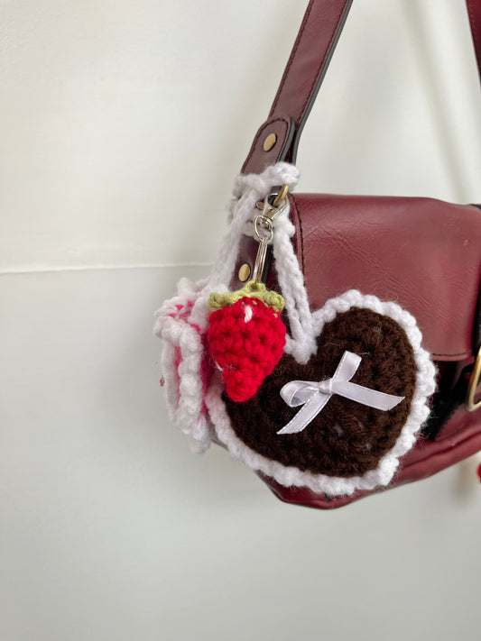 Crochet Puffy Heart Bag Charm