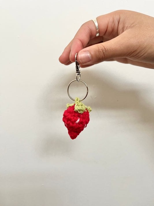 Crochet Freshly Picked Strawberry bag charm