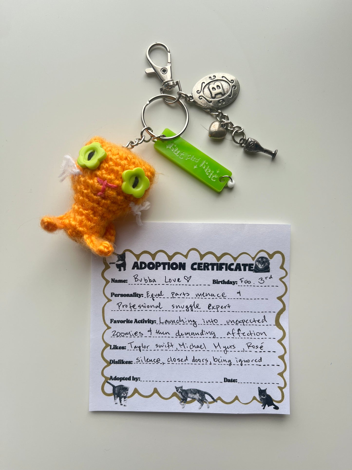 Crochet Alleycat Bag Charm - Custom (Made to Order)