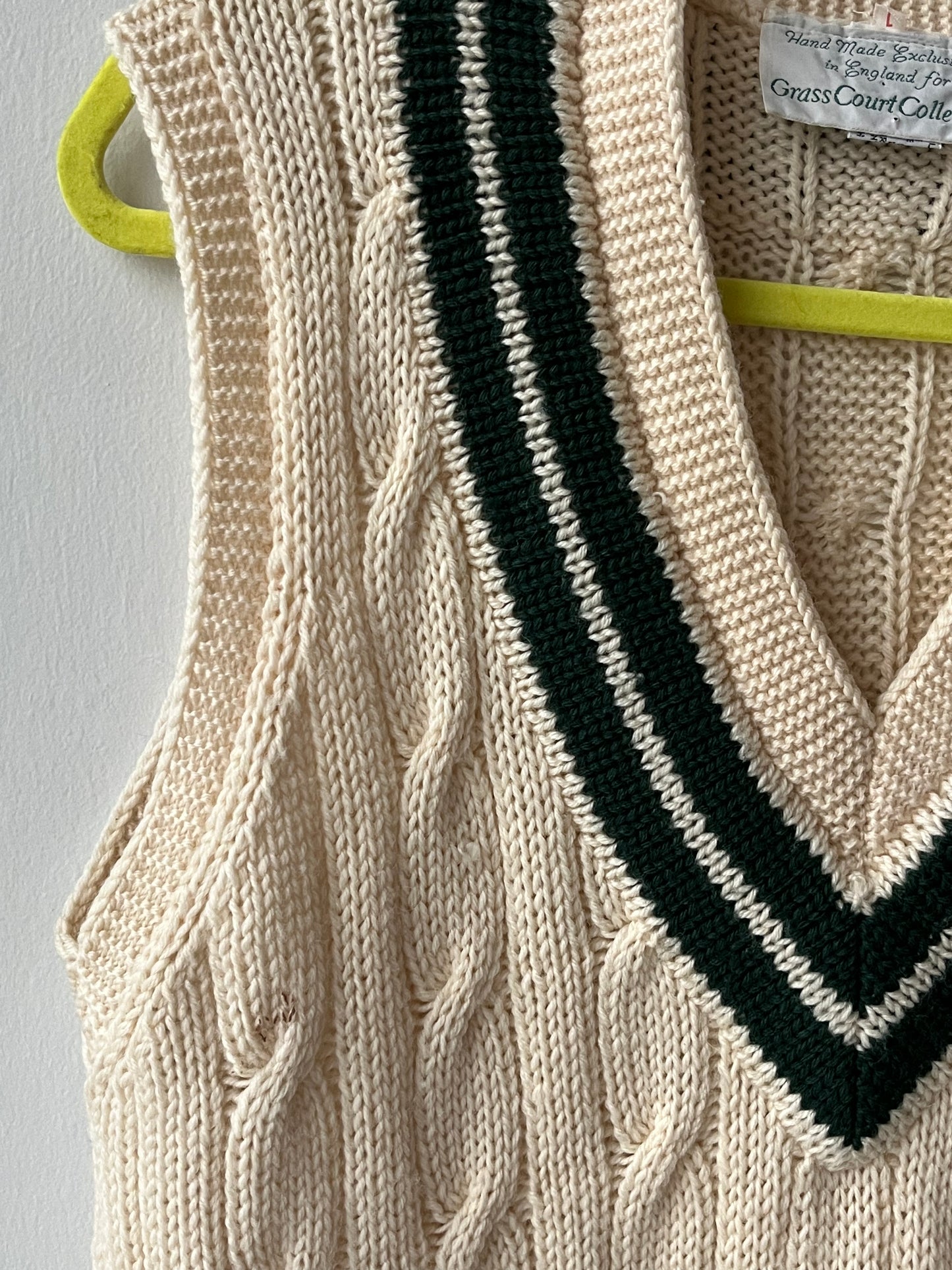 VINTAGE | So High School Sweater Vest - Parchment Beige/Turf green