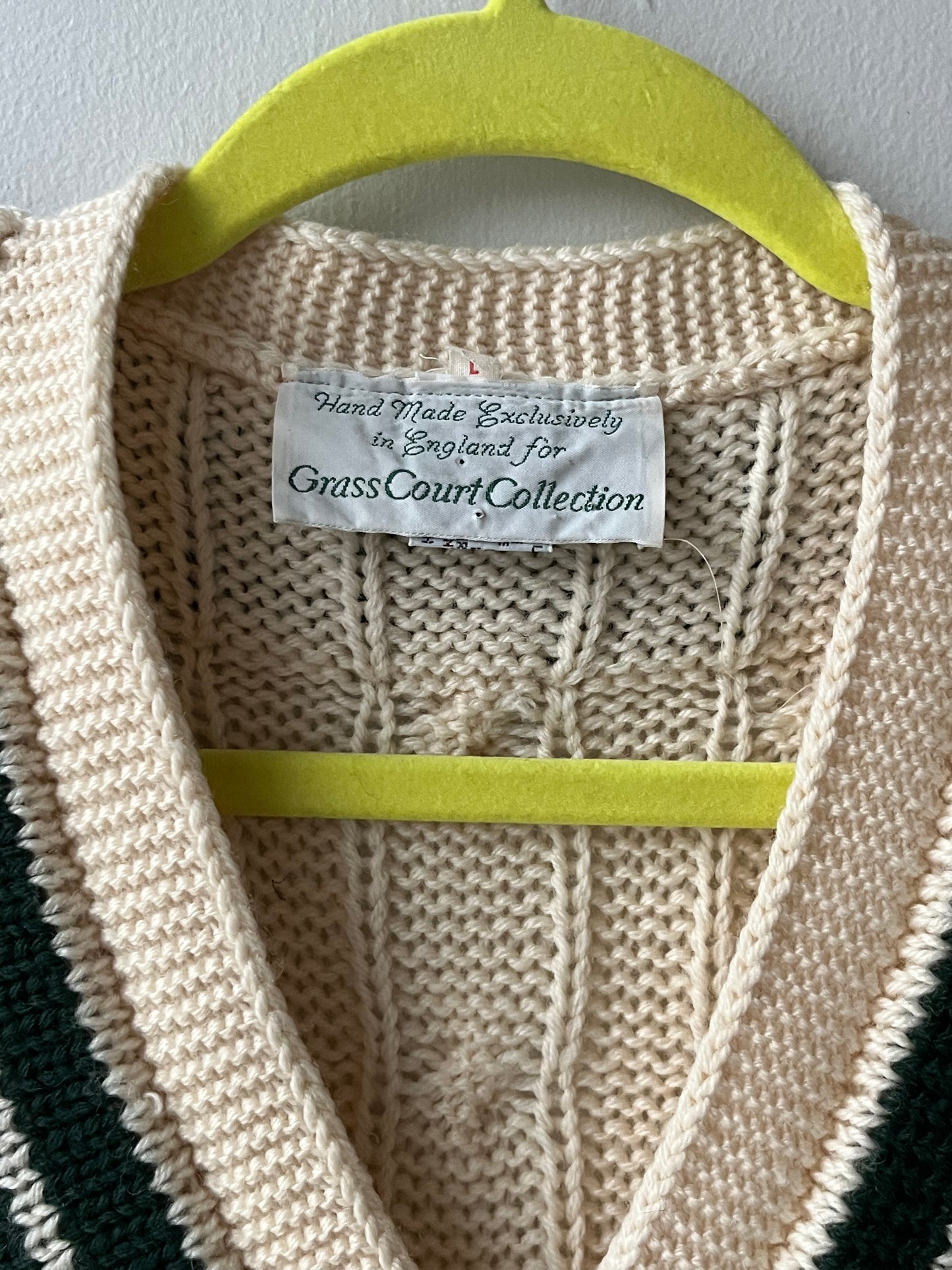 VINTAGE | So High School Sweater Vest - Parchment Beige/Turf green